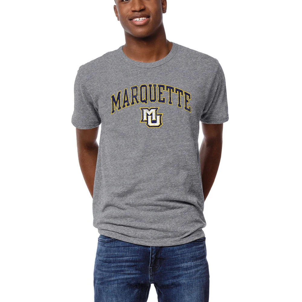 Men's League Collegiate Wear Heather Gray Marquette Golden Eagles Arch Victory Falls Tri-Blend T-Shirt