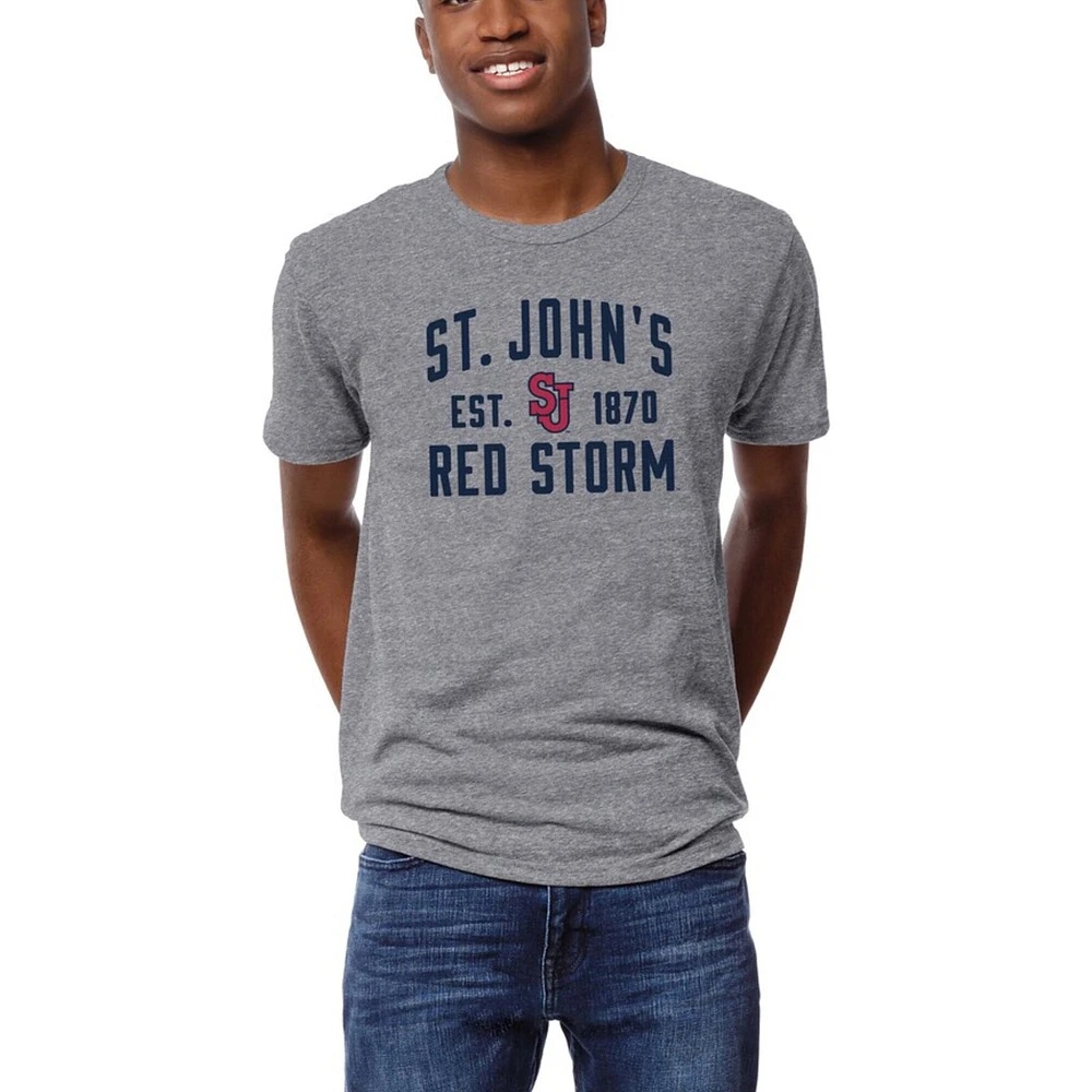 Men's League Collegiate Wear Heather St. John's Red Storm Arch Victory Falls Tri-Blend T-Shirt