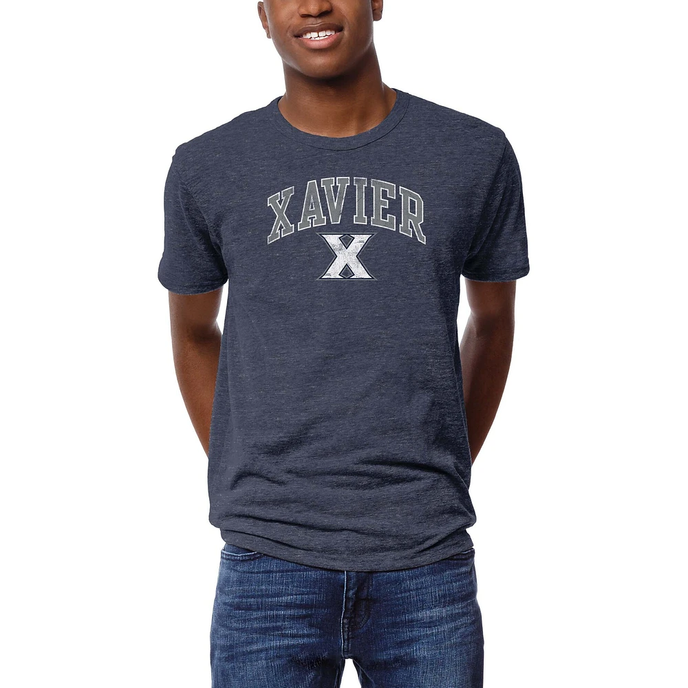 Men's League Collegiate Wear Heather Navy Xavier Musketeers Arch Victory Falls Tri-Blend T-Shirt