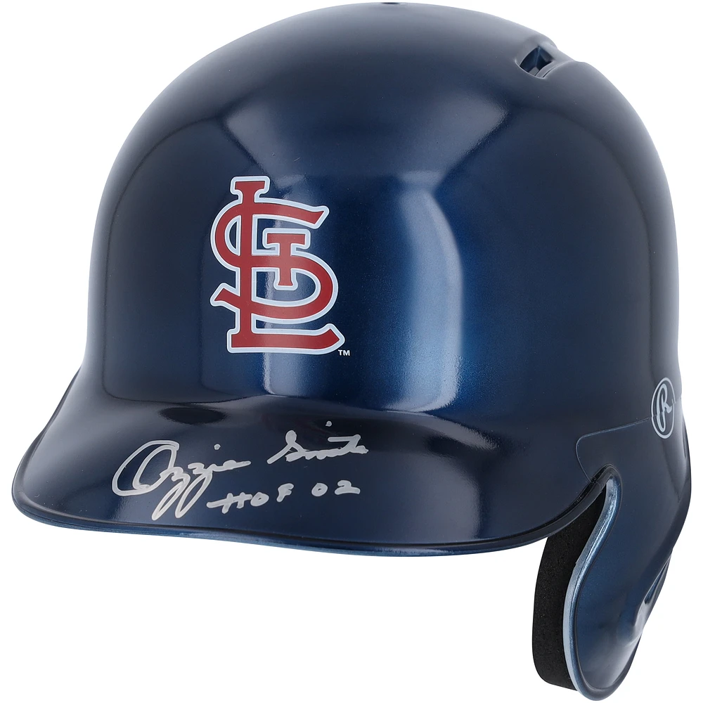 Ozzie Smith St. Louis Cardinals Autographed Alternate Chrome Rawlings Mini Batting Helmet with "HOF 02" Inscription - Fanatics Exclusive