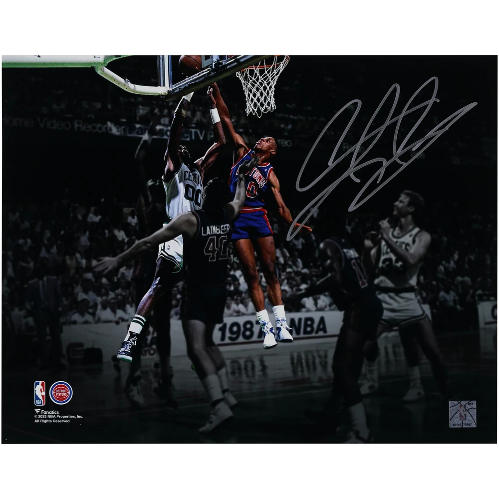 Dennis Rodman Detroit Pistons Autographed 11" x 14" Block vs. Boston Celtics Photograph