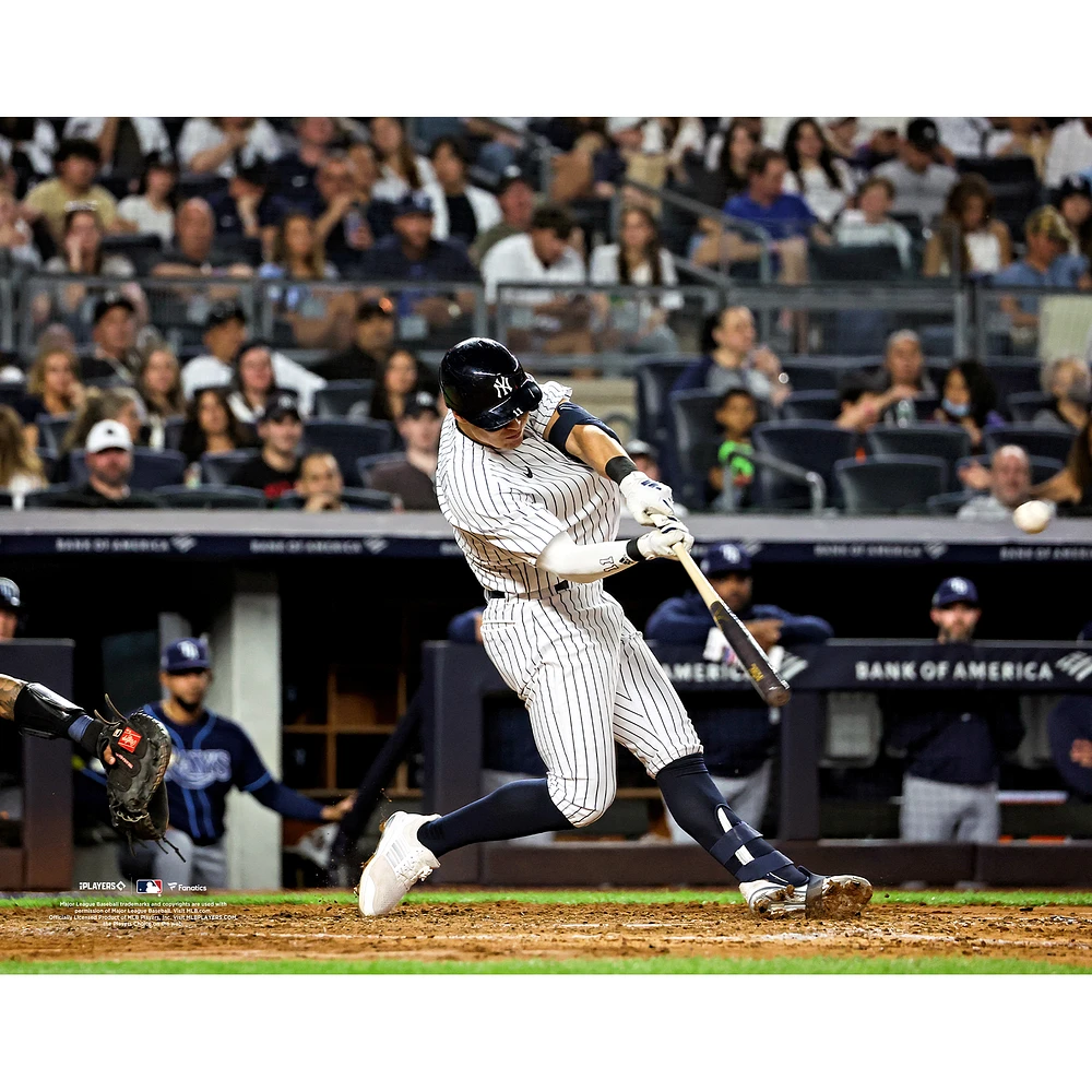 Anthony Volpe New York Yankees Unsigned White Jersey Swing Photograph