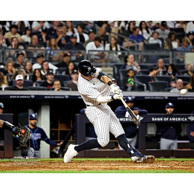 Anthony Volpe New York Yankees Unsigned White Jersey Swing Photograph