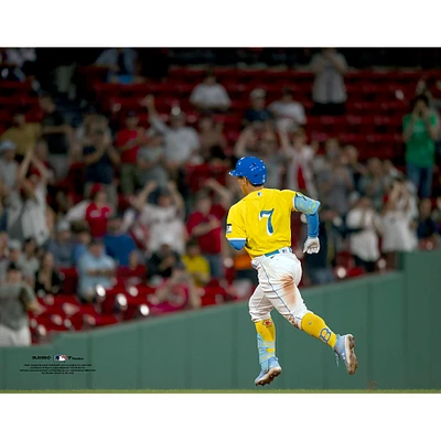 Masataka Yoshida Boston Red Sox Unsigned Yellow Jersey Photograph