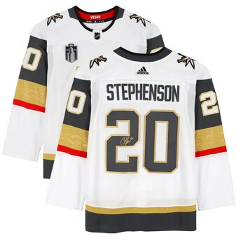 Chandler Stephenson Vegas Golden Knights Autographed 2023 Stanley Cup Champions White Adidas Authentic Jersey with Stanley Cup Patch