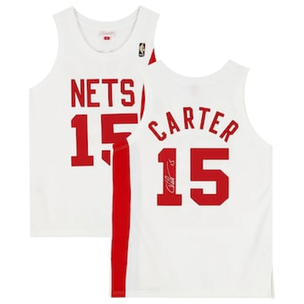 Vince Carter Toronto Raptors Autographed White, Red, and Blue Alternate Mitchell & Ness 2005-06 Authentic Jersey