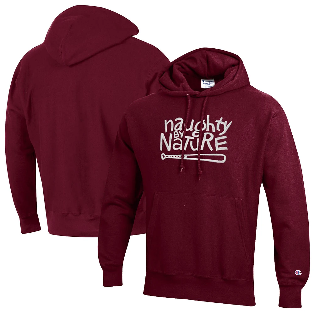 Unisex Champion Maroon Naughty by Nature Reverse Weave Fleece Pullover Hoodie