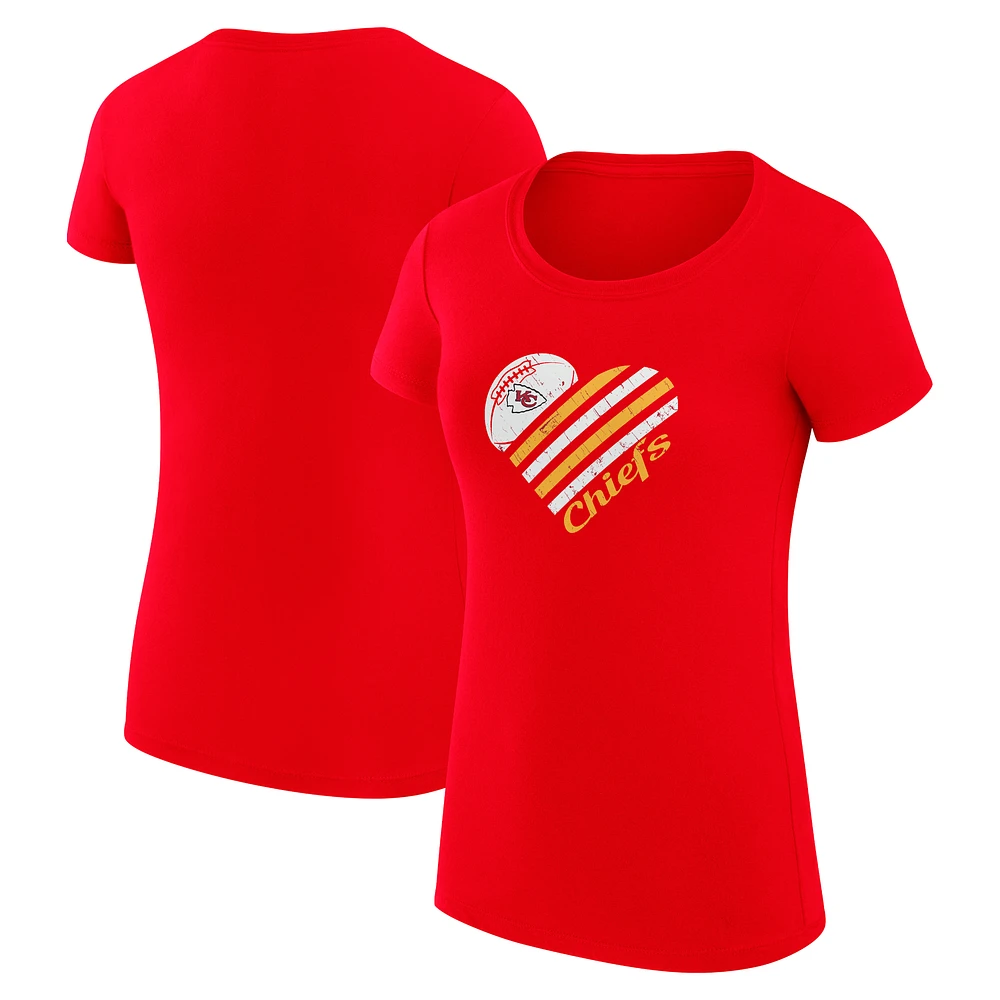 Women's G-III 4Her by Carl Banks Red Kansas City Chiefs Super-Slim Fit Lightweight Heart V-Neck T-Shirt