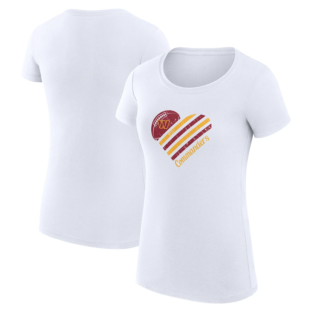 Women's G-III 4Her by Carl Banks White Washington Commanders Super-Slim Fit Lightweight Heart V-Neck T-Shirt