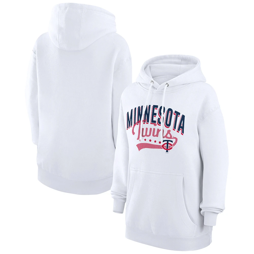 Women's G-III 4Her by Carl Banks White Minnesota Twins Filigree Team Pullover Hoodie