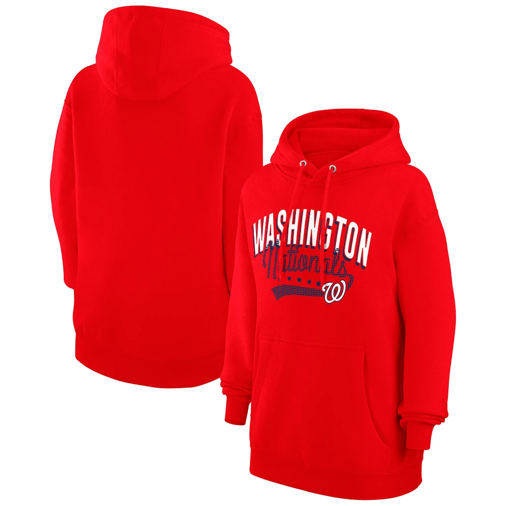 Women's G-III 4Her by Carl Banks Red Washington Nationals Filigree Team Pullover Hoodie