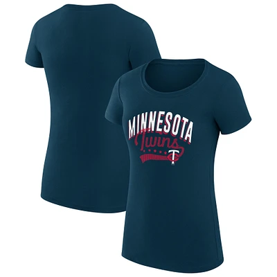 Women's G-III 4Her by Carl Banks Navy Minnesota Twins Super-Slim Fit Lightweight Filigree Team T-Shirt