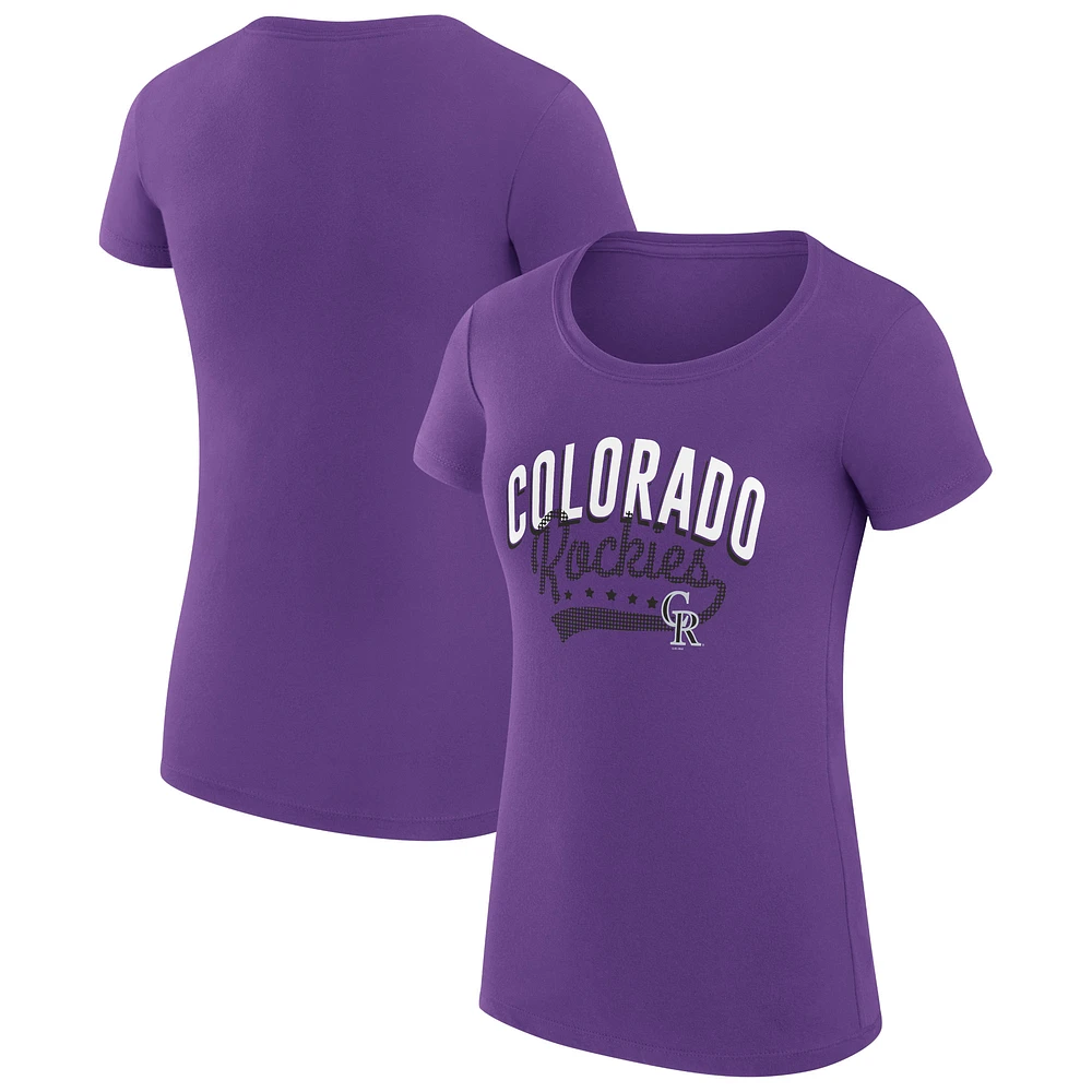 Women's G-III 4Her by Carl Banks Purple Colorado Rockies Super-Slim Fit Lightweight Filigree Team T-Shirt