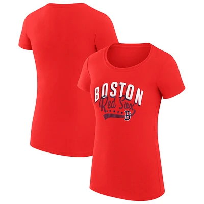 Women's G-III 4Her by Carl Banks Red Boston Red Sox Super-Slim Fit Lightweight Filigree Team T-Shirt