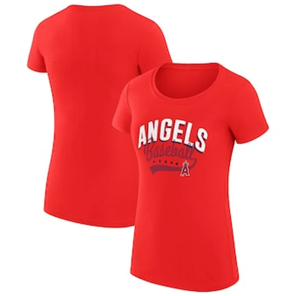 Women's G-III 4Her by Carl Banks Red Los Angeles Angels Super-Slim Fit Lightweight Filigree Team T-Shirt