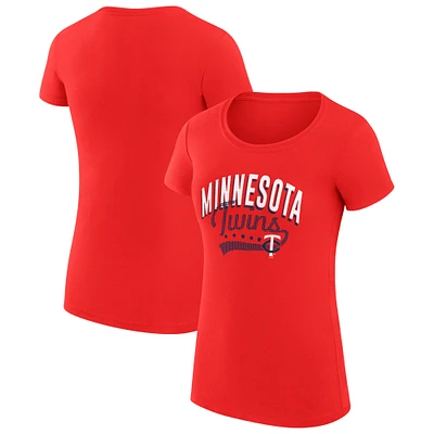 Women's G-III 4Her by Carl Banks Red Minnesota Twins Super-Slim Fit Lightweight Filigree Team T-Shirt