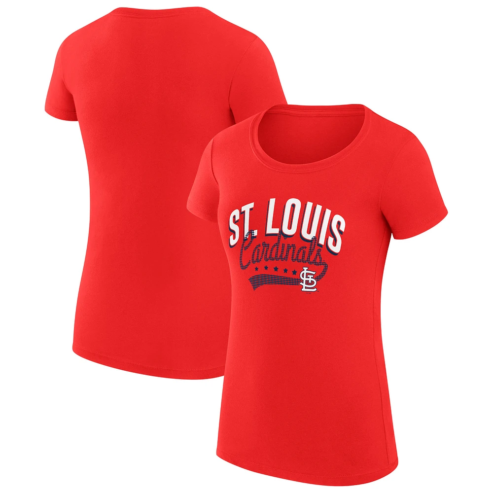 Women's G-III 4Her by Carl Banks Red St. Louis Cardinals Super-Slim Fit Lightweight Filigree Team T-Shirt
