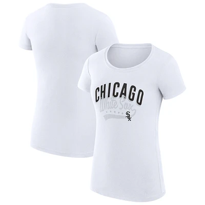 Women's G-III 4Her by Carl Banks White Chicago White Sox Super-Slim Fit Lightweight Filigree Team T-Shirt