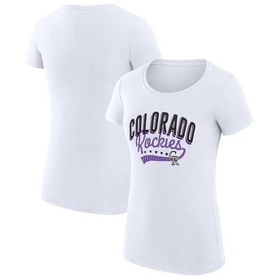 Women's G-III 4Her by Carl Banks White Colorado Rockies Super-Slim Fit Lightweight Filigree Team T-Shirt