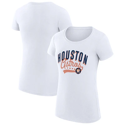 Women's G-III 4Her by Carl Banks White Houston Astros Super-Slim Fit Lightweight Filigree Team T-Shirt