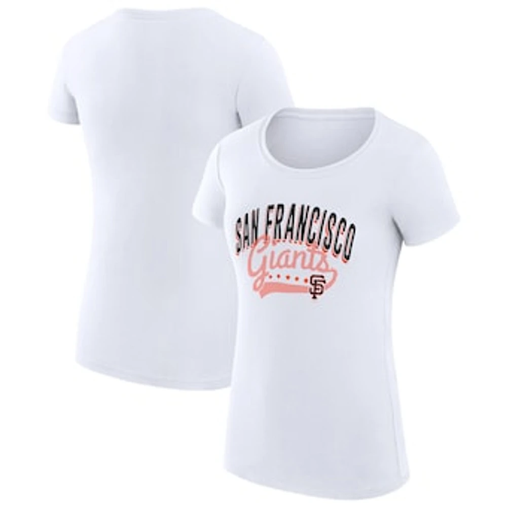 Women's G-III 4Her by Carl Banks White San Francisco Giants Super-Slim Fit Lightweight Filigree Team T-Shirt
