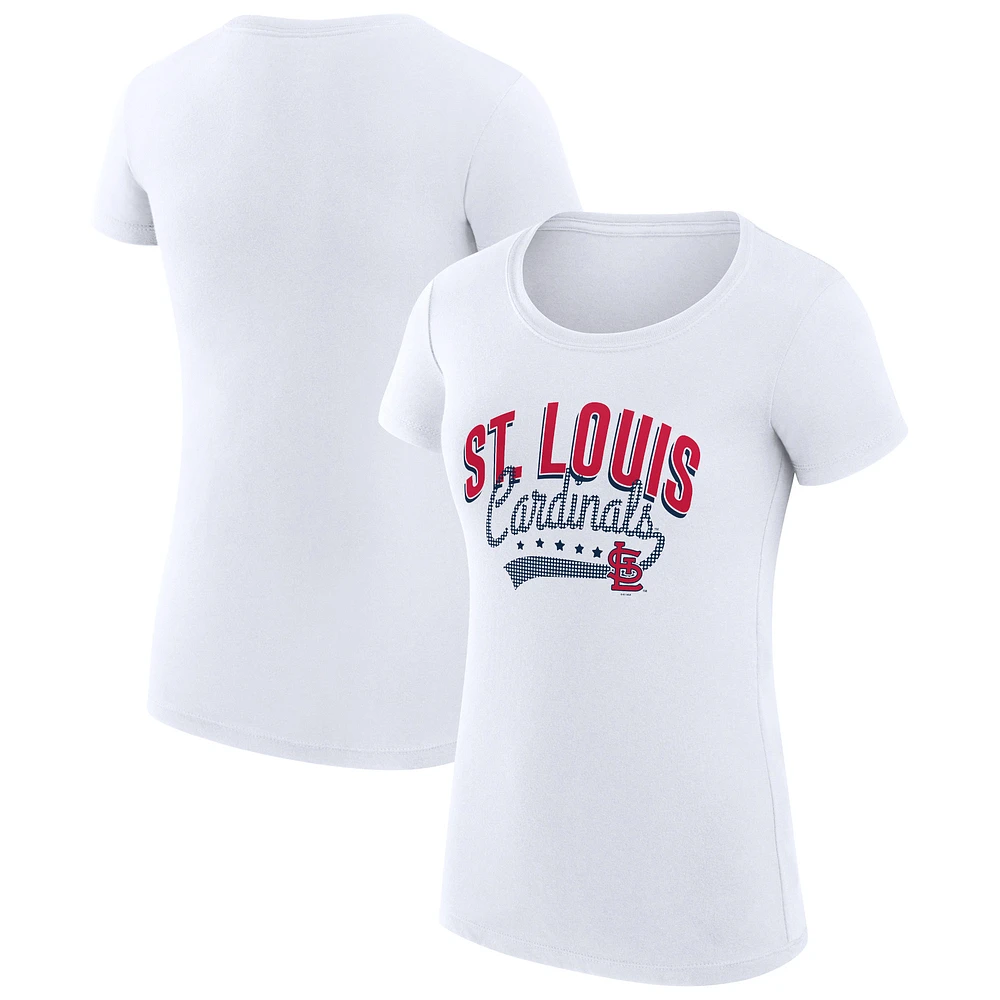 Women's G-III 4Her by Carl Banks White St. Louis Cardinals Super-Slim Fit Lightweight Filigree Team T-Shirt