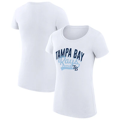 Women's G-III 4Her by Carl Banks White Tampa Bay Rays Super-Slim Fit Lightweight Filigree Team T-Shirt