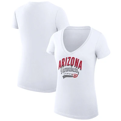 Women's G-III 4Her by Carl Banks White Arizona Diamondbacks Super-Slim Fit Lightweight Filigree Team V-Neck T-Shirt