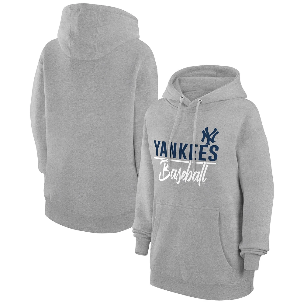 Women's G-III 4Her by Carl Banks Heather Gray New York Yankees Team Fleece Pullover Hoodie