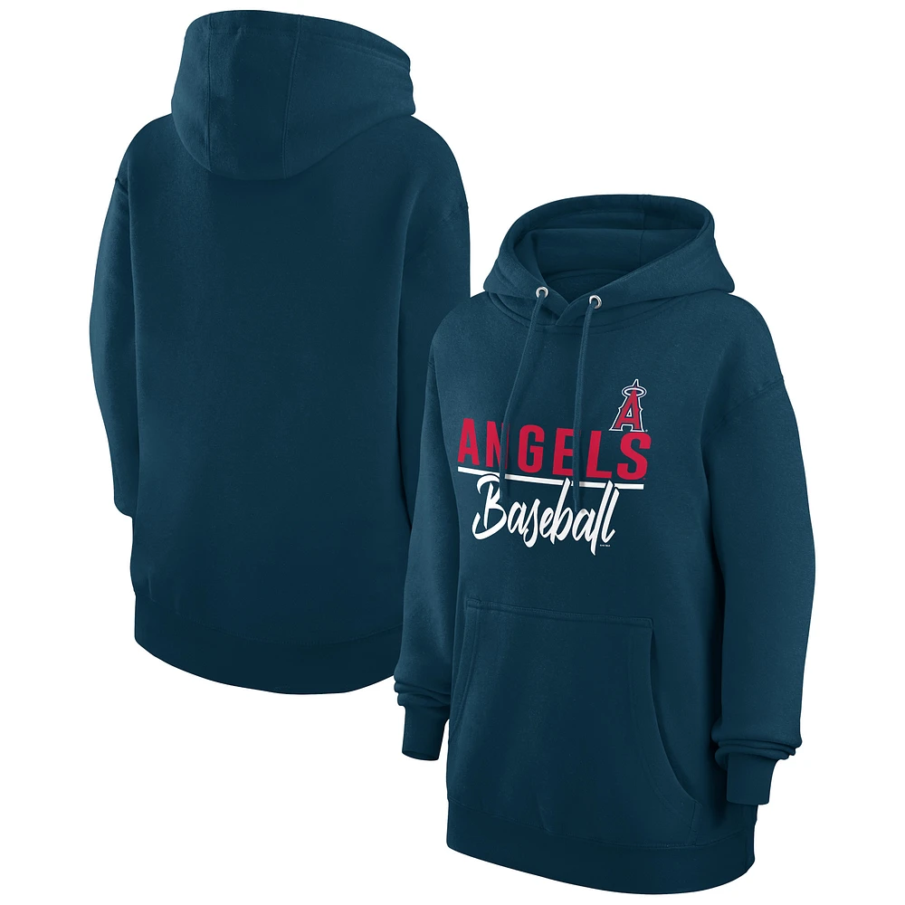 Women's G-III 4Her by Carl Banks Navy Los Angeles Angels Team Fleece Pullover Hoodie