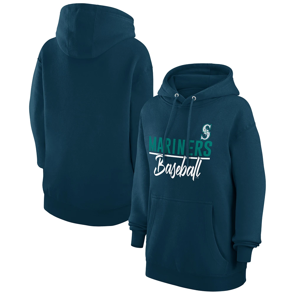 Women's G-III 4Her by Carl Banks Navy Seattle Mariners Team Fleece Pullover Hoodie