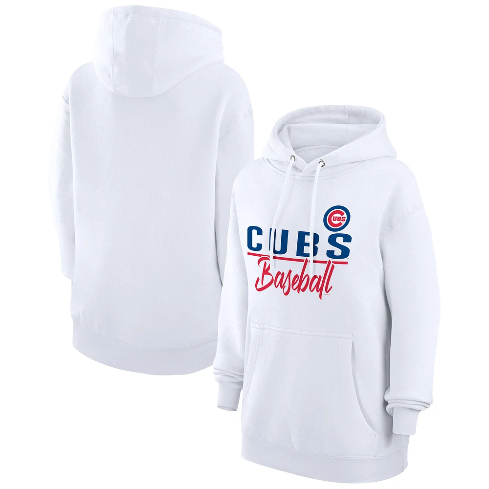 Women's G-III 4Her by Carl Banks White Chicago Cubs Team Fleece Pullover Hoodie