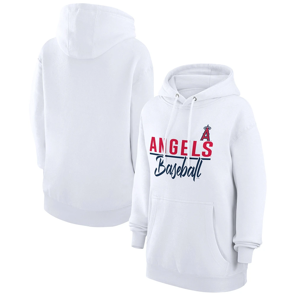 Women's G-III 4Her by Carl Banks White Los Angeles Angels Team Fleece Pullover Hoodie