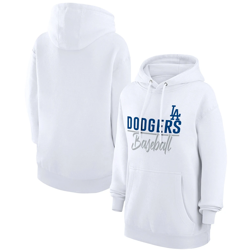 Women's G-III 4Her by Carl Banks White Los Angeles Dodgers Team Fleece Pullover Hoodie