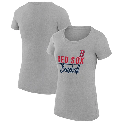 Women's G-III 4Her by Carl Banks Heather Gray Boston Red Sox Super-Slim Fit Lightweight Team Graphic T-Shirt