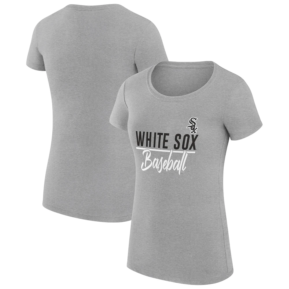 Women's G-III 4Her by Carl Banks Heather Gray Chicago White Sox Super-Slim Fit Lightweight Team Graphic T-Shirt