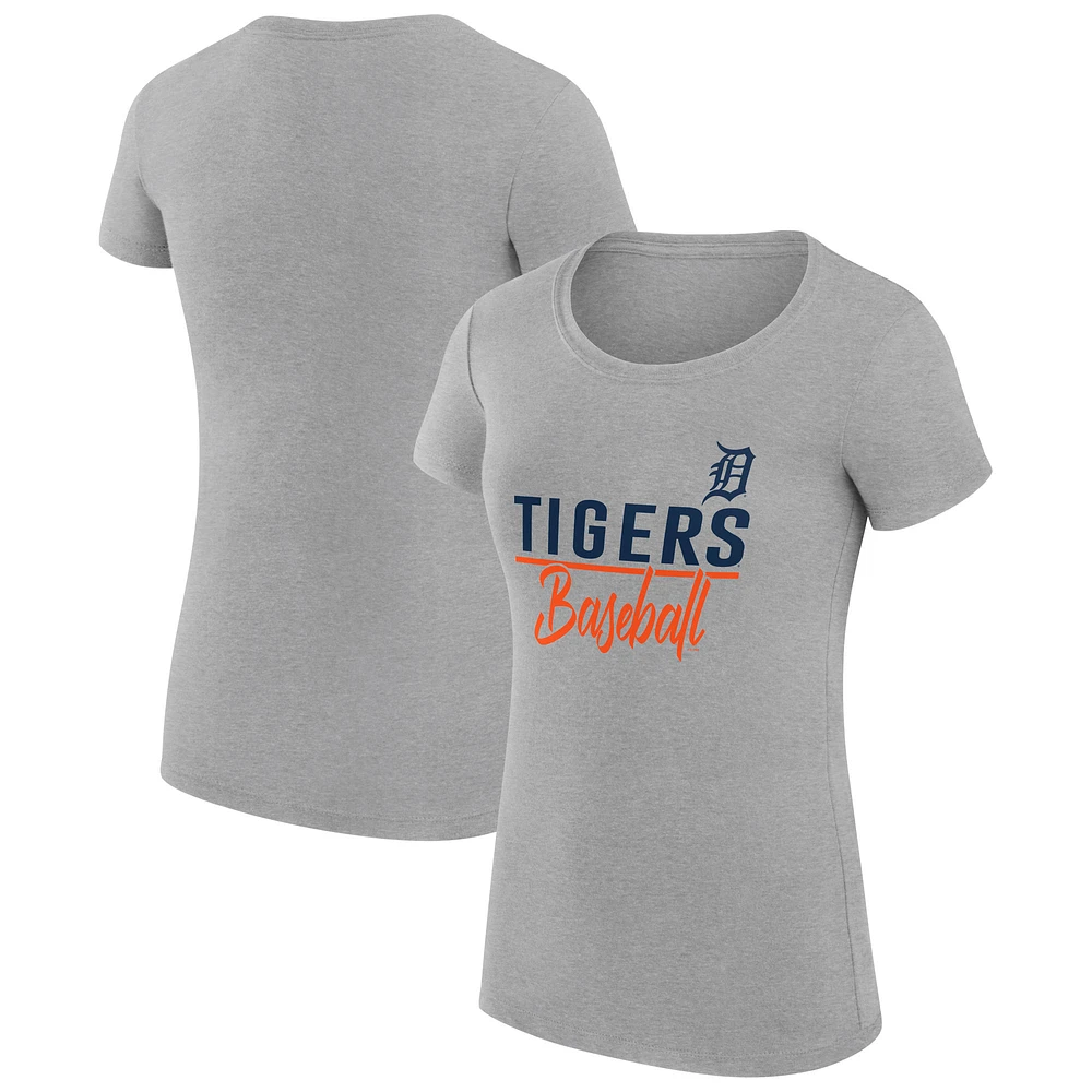Women's G-III 4Her by Carl Banks Heather Gray Detroit Tigers Super-Slim Fit Lightweight Team Graphic T-Shirt