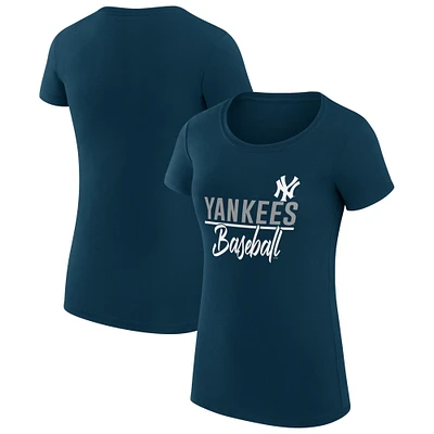 Women's G-III 4Her by Carl Banks Navy New York Yankees Super-Slim Fit Lightweight Team Graphic T-Shirt