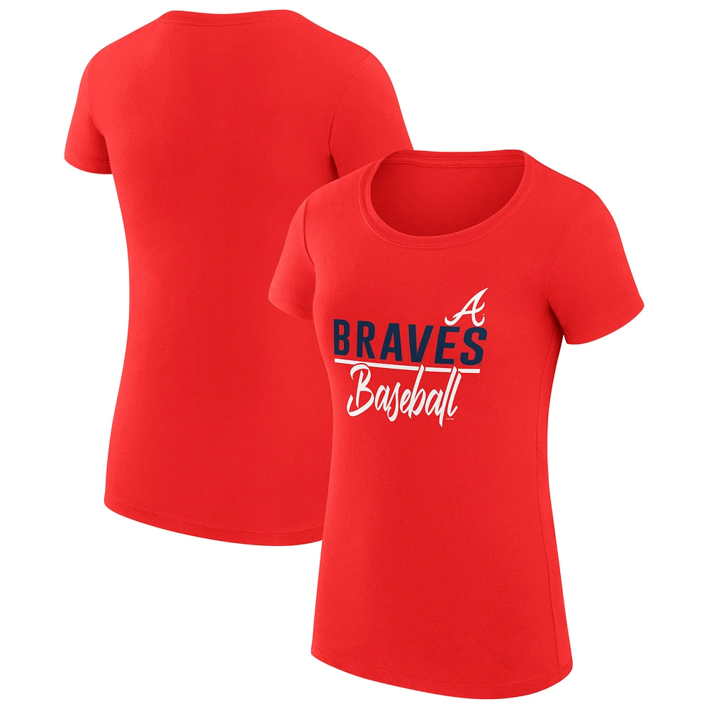 Women's G-III 4Her by Carl Banks Red Atlanta Braves Super-Slim Fit Lightweight Team Graphic T-Shirt