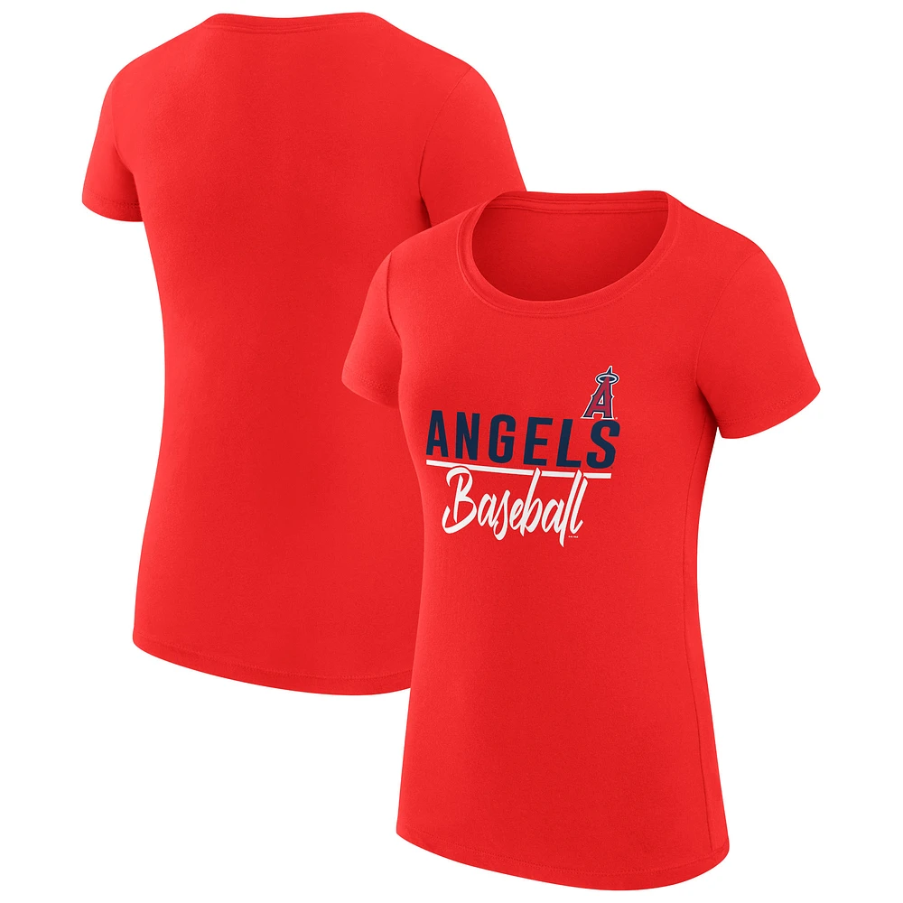 Women's G-III 4Her by Carl Banks Red Los Angeles Angels Super-Slim Fit Lightweight Team Graphic T-Shirt