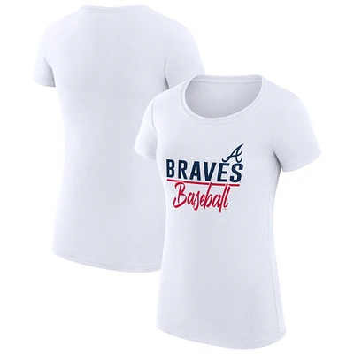 Women's G-III 4Her by Carl Banks White Atlanta Braves Super-Slim Fit Lightweight Team Graphic T-Shirt