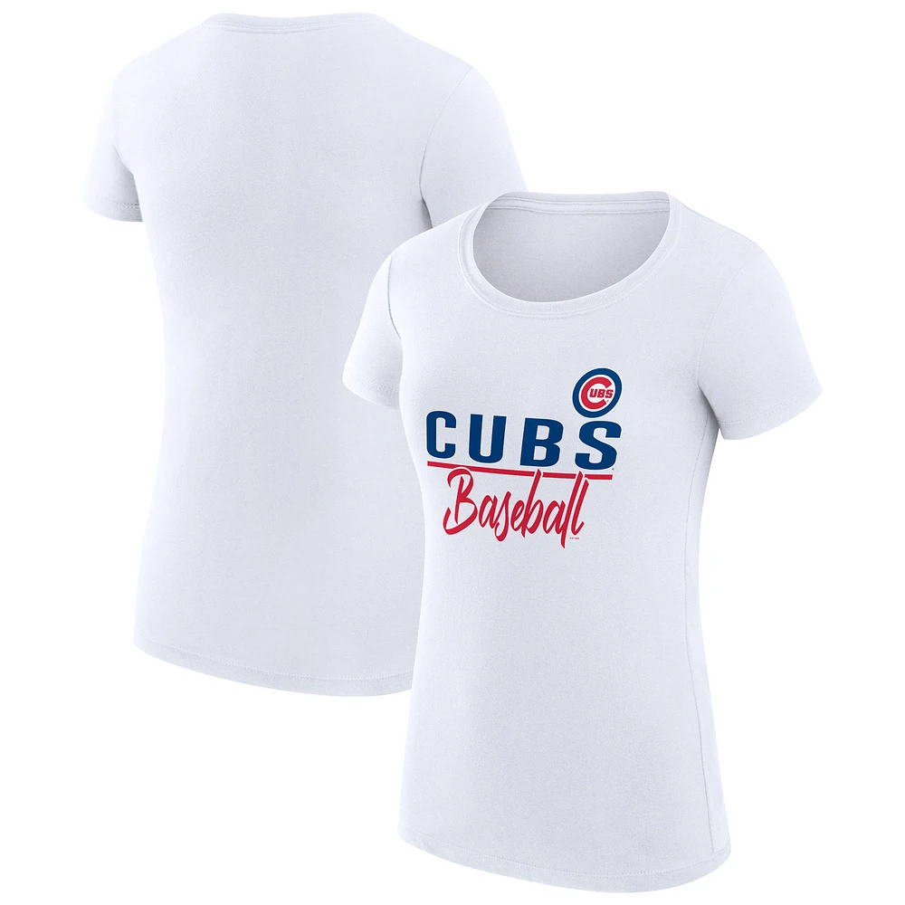 Women's G-III 4Her by Carl Banks White Chicago Cubs Super-Slim Fit Lightweight Team Graphic T-Shirt