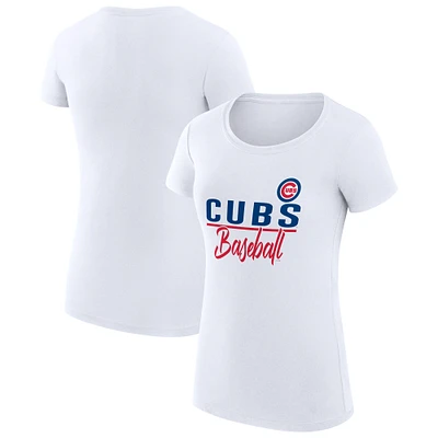 Women's G-III 4Her by Carl Banks White Chicago Cubs Super-Slim Fit Lightweight Team Graphic T-Shirt