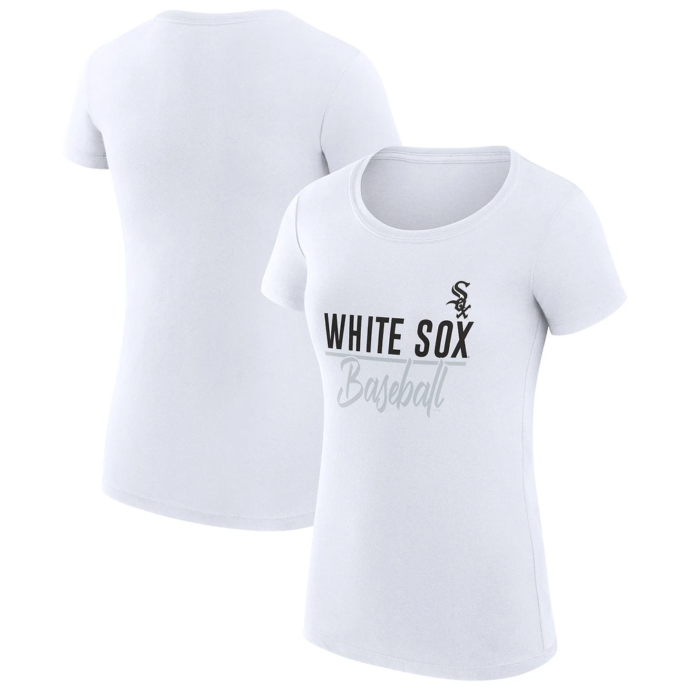 Women's G-III 4Her by Carl Banks White Chicago White Sox Super-Slim Fit Lightweight Team Graphic T-Shirt