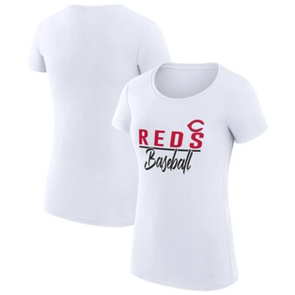 Women's G-III 4Her by Carl Banks White Cincinnati Reds Super-Slim Fit Lightweight Team Graphic T-Shirt