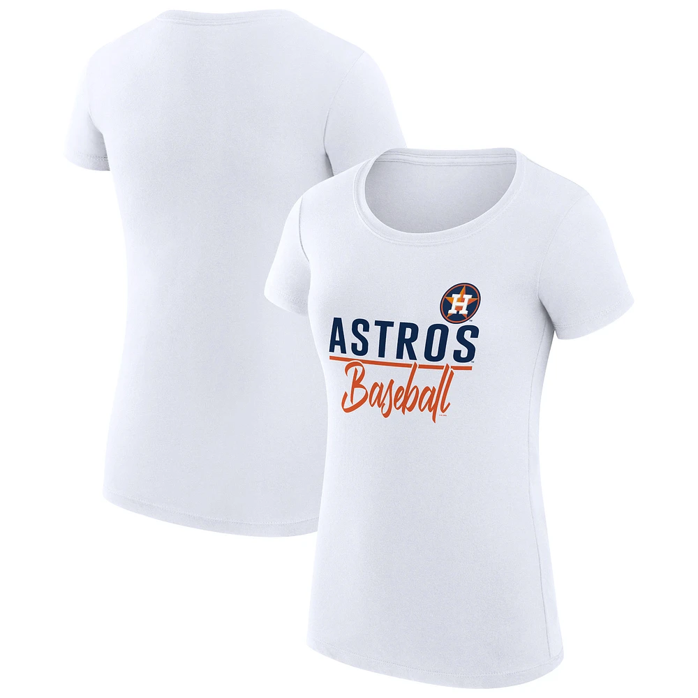 Women's G-III 4Her by Carl Banks White Houston Astros Super-Slim Fit Lightweight Team Graphic T-Shirt