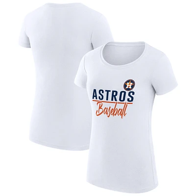 Women's G-III 4Her by Carl Banks White Houston Astros Super-Slim Fit Lightweight Team Graphic T-Shirt