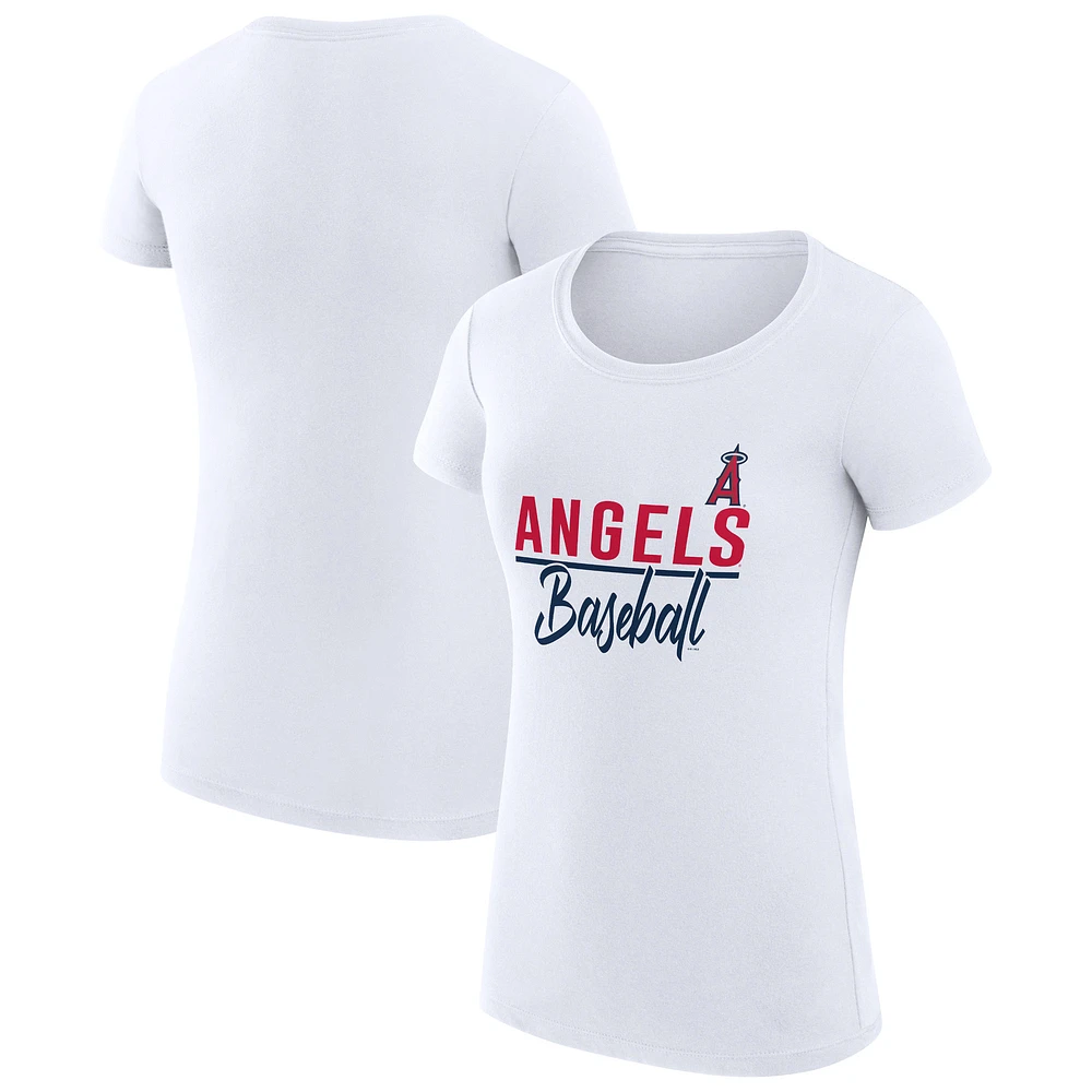 Women's G-III 4Her by Carl Banks White Los Angeles Angels Super-Slim Fit Lightweight Team Graphic T-Shirt