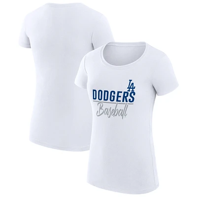 Women's G-III 4Her by Carl Banks White Los Angeles Dodgers Super-Slim Fit Lightweight Team Graphic T-Shirt