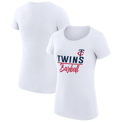 Women's G-III 4Her by Carl Banks White Minnesota Twins Super-Slim Fit Lightweight Team Graphic T-Shirt